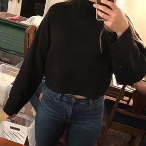 kittenish cropped black turtleneck sweater
